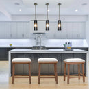 ALPHA CAMP Set of 2 PU Leather 24" Counter Height Bar Stool with Wood Legs