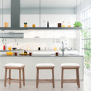 ALPHA CAMP Set of 2 PU Leather 24" Counter Height Bar Stool with Wood Legs