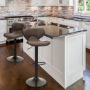 ALPHA CAMP Set of 2 Grey Faux Leather Swivel Barstools with Backrest