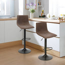 Alpha Camp Square Adjustable Height Leather and Metal Swivel Bar Stools, Set of 2