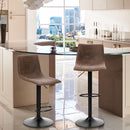 Alpha Camp Square Adjustable Height Leather and Metal Swivel Bar Stools, Set of 2