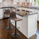 Alpha Camp Square Adjustable Height Leather and Metal Swivel Bar Stools, Set of 2