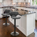 ALPHA CAMP Set of 2 Grey Faux Leather Swivel Barstools with Backrest