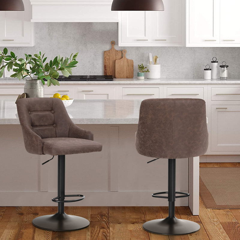 ALPHA CAMP Set of 2 Swivel Backrest Bar Stools
