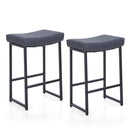 Alpha Camp Saddle Design PU Leather Bar Stool with Sturdy Metal Frame