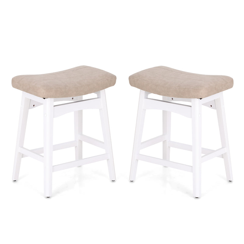 ALPHA CAMP  24" Bar Stools PU Leather Bar Stool with Wood Legs