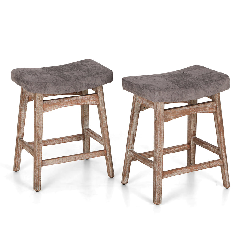 ALPHA CAMP  24" Bar Stools PU Leather Bar Stool with Wood Legs