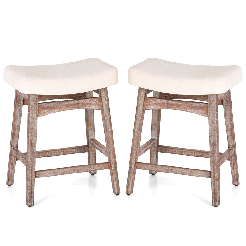 ALPHA CAMP  24" Bar Stools PU Leather Bar Stool with Wood Legs