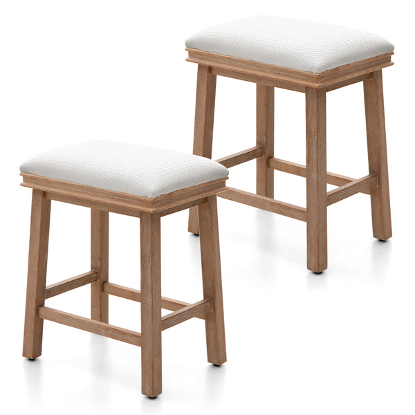 ALPHA CAMP Set of 2 PU Leather 24" Counter Height Bar Stool with Wood Legs