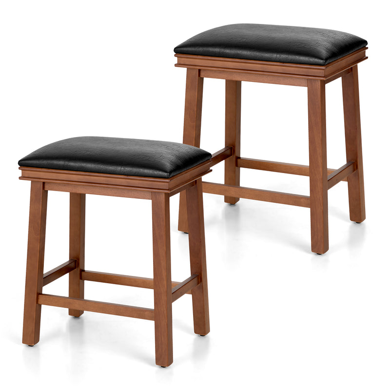 ALPHA CAMP Set of 2 PU Leather 24" Counter Height Bar Stool with Wood Legs