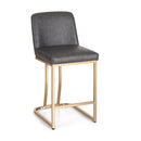 ALPHA CAMP Premium PU Leather Counter Height Bar Stool with Gold-Plated Steel Frame