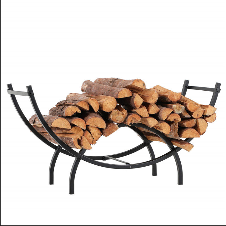 PHI VILLA Heavy Duty Firewood Racks Indoor/Outdoor Log Rack with Kindl