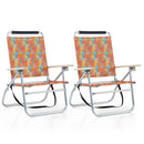 Alpha Camp Set of 2 Folding Beach Chair 3 Adjustable Position Backpack Beach Chairs with Cooler Bag Support 250lbs