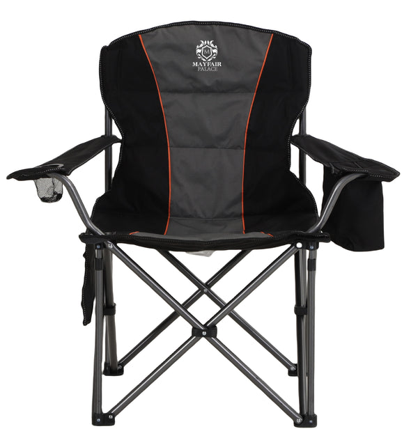 MAYFAIR PALACE Folding Chair for Adults Heavy Duty Camping Chair with Cooler Bag Support 450 LBS Steel Frame Collapsible Padded Armchairs Quad Lumbar Camping Seat Portable for Outdoor