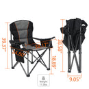 MAYFAIR PALACE Folding Chair for Adults Heavy Duty Camping Chair with Cooler Bag Support 450 LBS Steel Frame Collapsible Padded Armchairs Quad Lumbar Camping Seat Portable for Outdoor