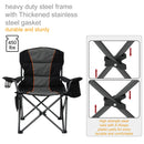 MAYFAIR PALACE Folding Chair for Adults Heavy Duty Camping Chair with Cooler Bag Support 450 LBS Steel Frame Collapsible Padded Armchairs Quad Lumbar Camping Seat Portable for Outdoor