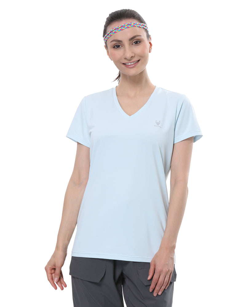 ALPHA CAMP Women's polo shirt, V-NECK Quick Dry Athletic Running Gym Workout Short Sleeve Tee Shirts for women