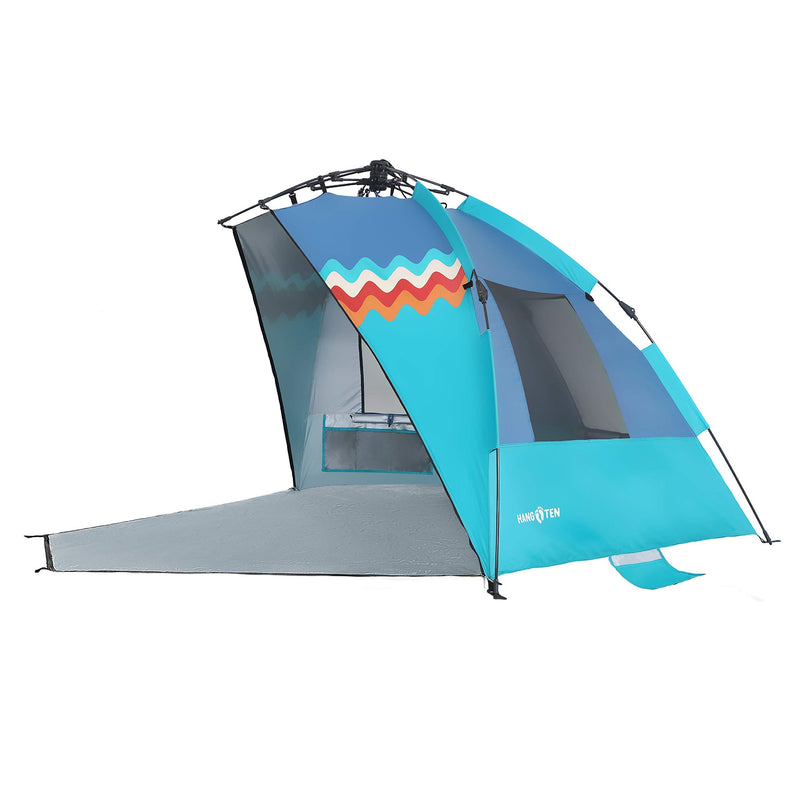 Alpha Camp 3-4 Person Portable Instant Beach Tent UV Protection with 3 Ventilating Windows