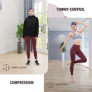 ALPHA CAMP High Waist Yoga Pants with Pockets, Tummy Control Exercise Shorts Workout Running Yoga Leggings for Women