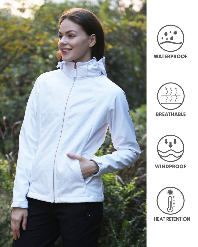 Alpha Camp Women’s Softshell Jacket Outdoor Running Coat with Removable Hood