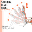 Alpha Camp 5-Position Beach Chairs Portable Arm Chairs with Towel Bar