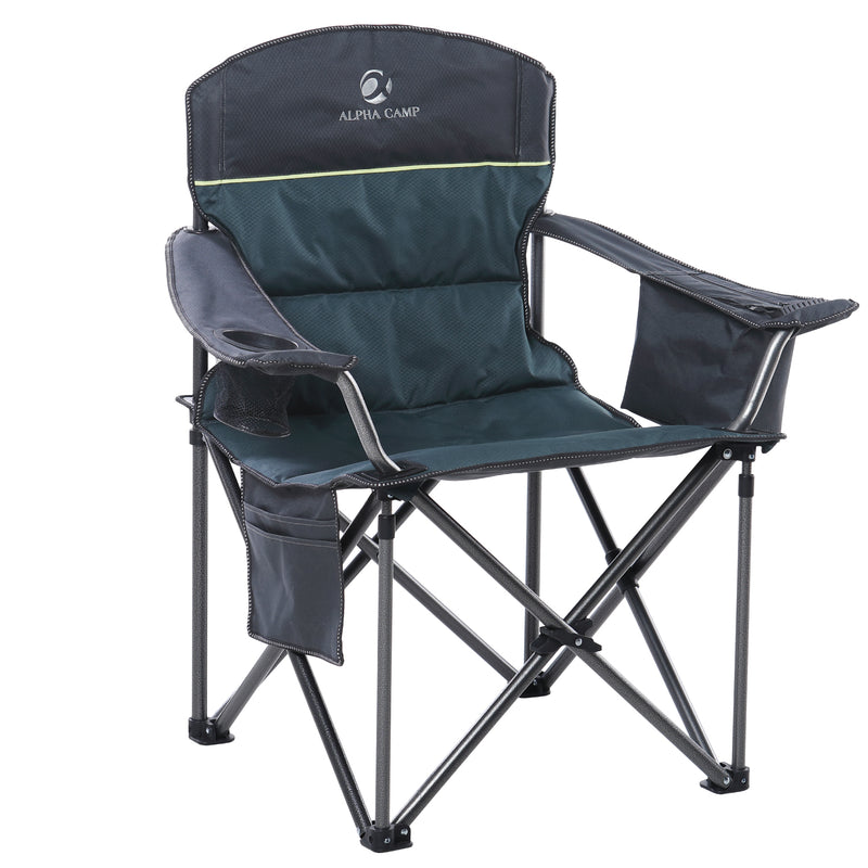 Quad Folding Camping and Sports Chair with Armrest Cupholder