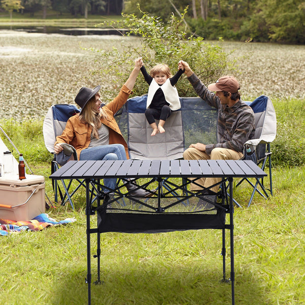 ALPHA CAMP Adjustable Aluminum Table with Storage for Grill Travel Table