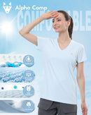 ALPHA CAMP Women's polo shirt, V-NECK Quick Dry Athletic Running Gym Workout Short Sleeve Tee Shirts for women