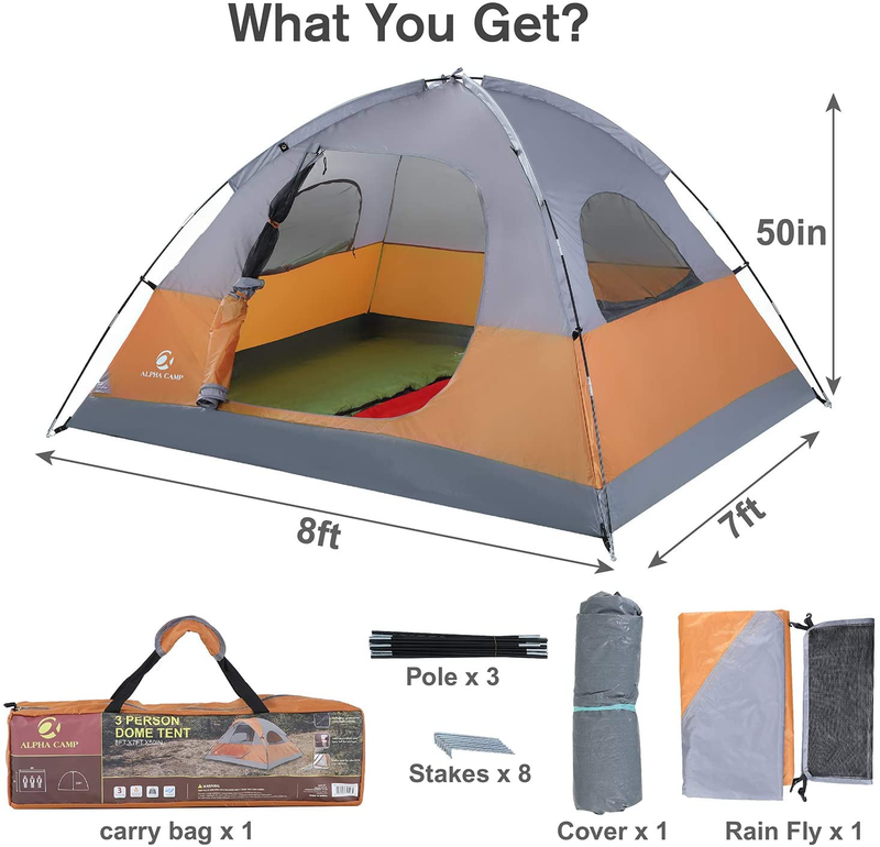 ALPHA CAMP 6 Person Family Tent Dome Camping Tent with Carry Bag and R – Alpha  Camp Gear