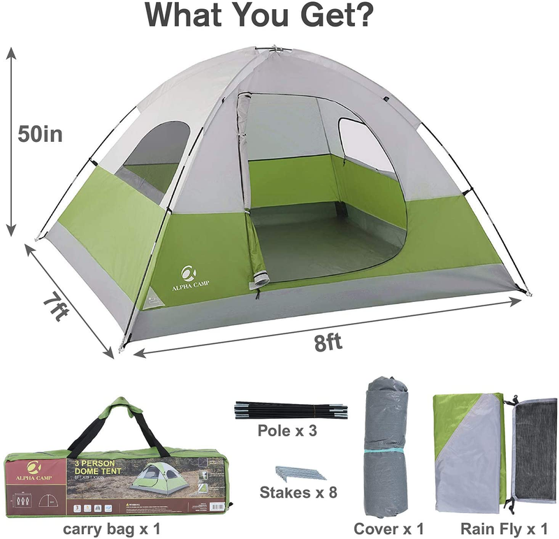 ALPHA CAMP 3 Person Backpacking Camping Tent