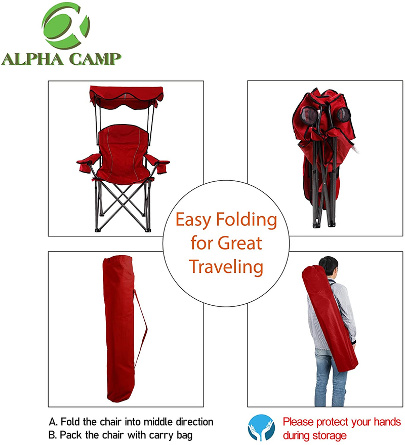 Alpha Camp Folding Shade Canopy Camping Chair
