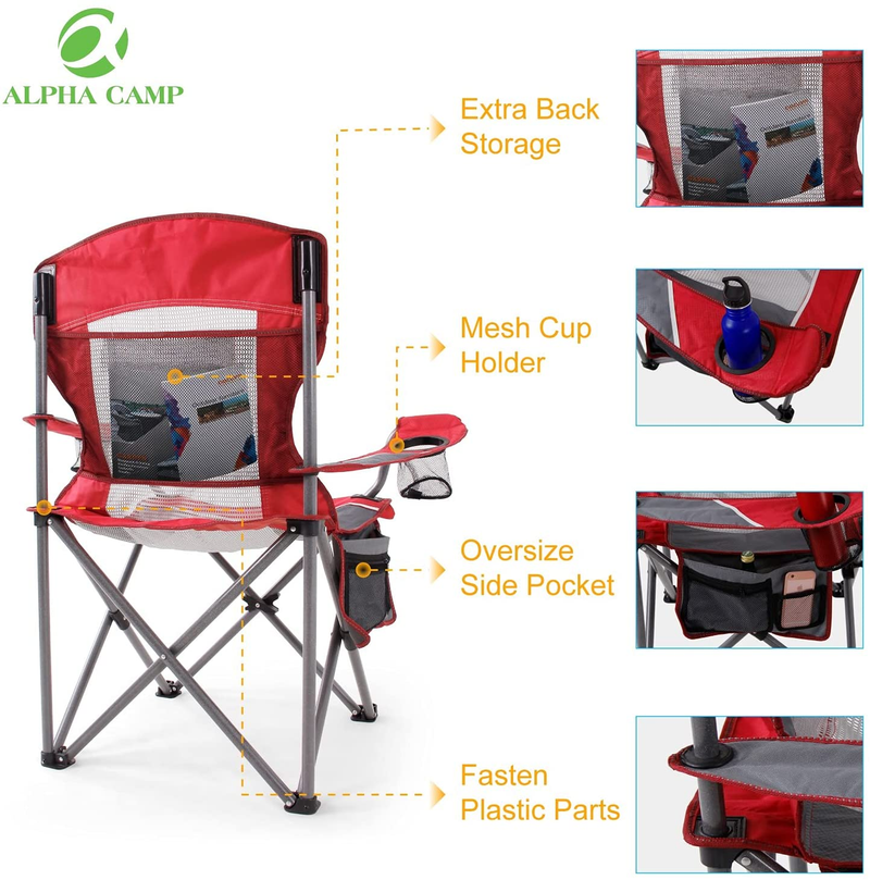 ALPHA CAMP Oversized Mesh Back Camping Folding Chair