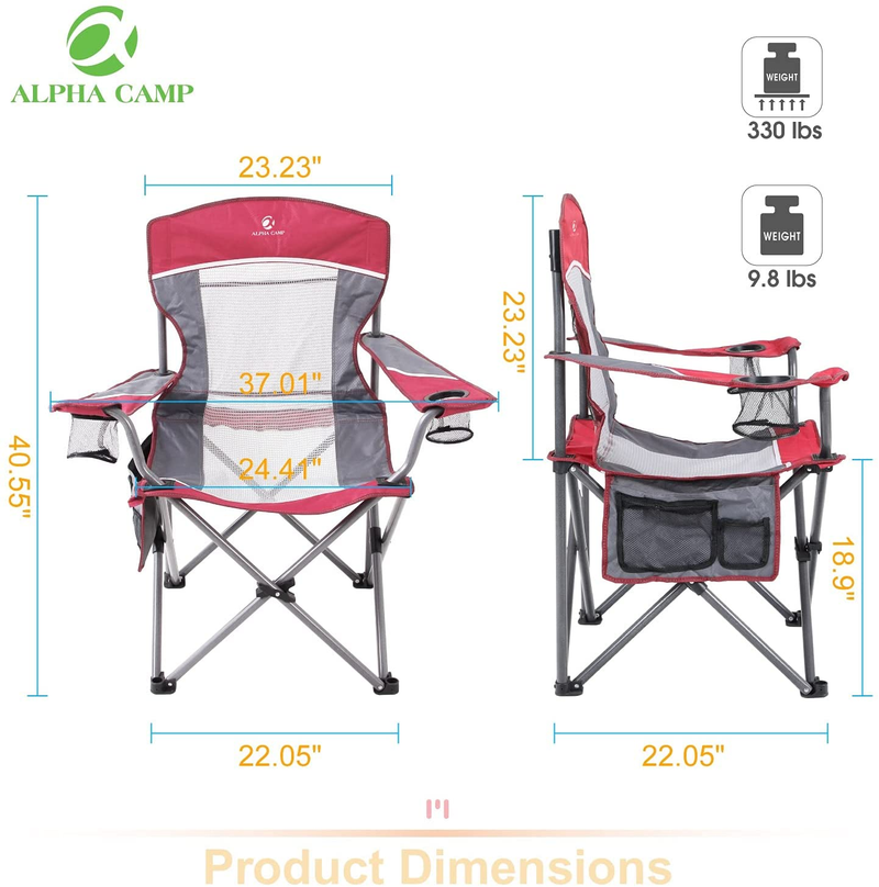 ALPHA CAMP Oversized Mesh Back Camping Folding Chair