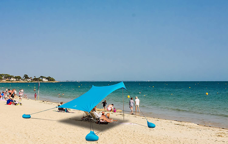 ALPHA CAMP 7.6ft x 7.2ft UPF 50+ Beach Shade Tent with Sandbag Anchors