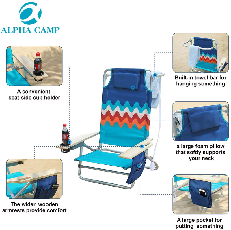 ALPHA CAMP Camping Folding Beach Chair