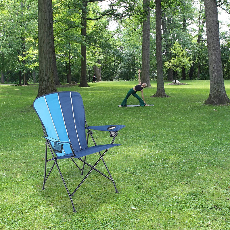 ALPHA CAMP Folding Camping Chair Portable Padded Oversized Chairs - Navy  Blue