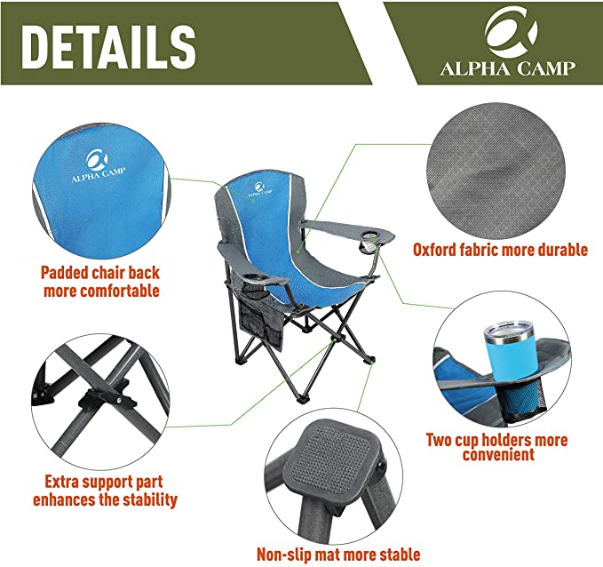 Alpha Camp Oversized Folding Arm Camping Chair