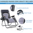 Alpha Camp New Oversize Padded Zero Gravity Lounge Chair Wooden Armrest Adjustable Recliner