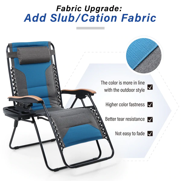 ALPHA CAMP New Fabric Oversize Padded Zero Gravity Lounge Chair with Cup Holder