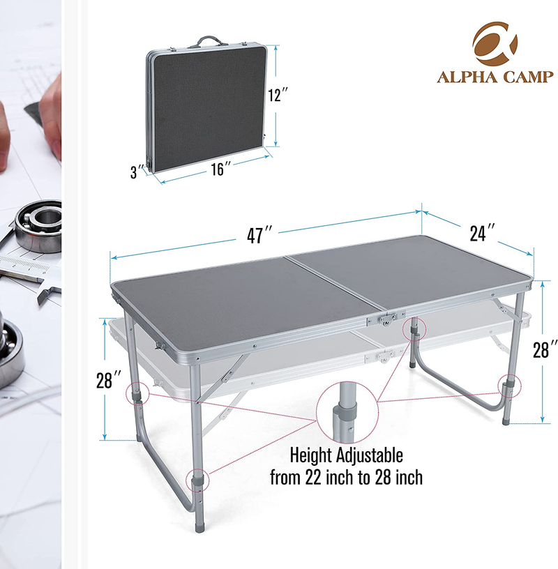 ALPHA CAMP Camping Table Outdoor Portable Table with Storage