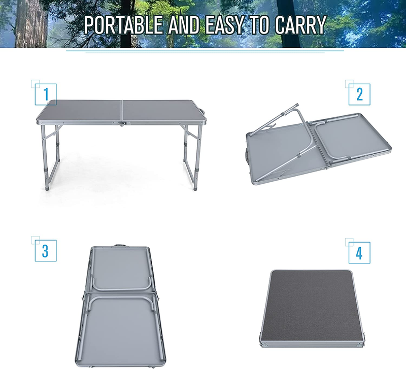 ALPHA CAMP Folding Camping Table 4FT Aluminum Camping Table