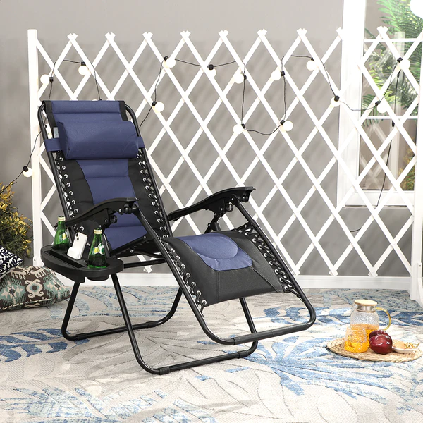 Alpha Camp Padded Zero Gravity Chair Folding Outdoor Recliner with New Upgrade Cup Holder