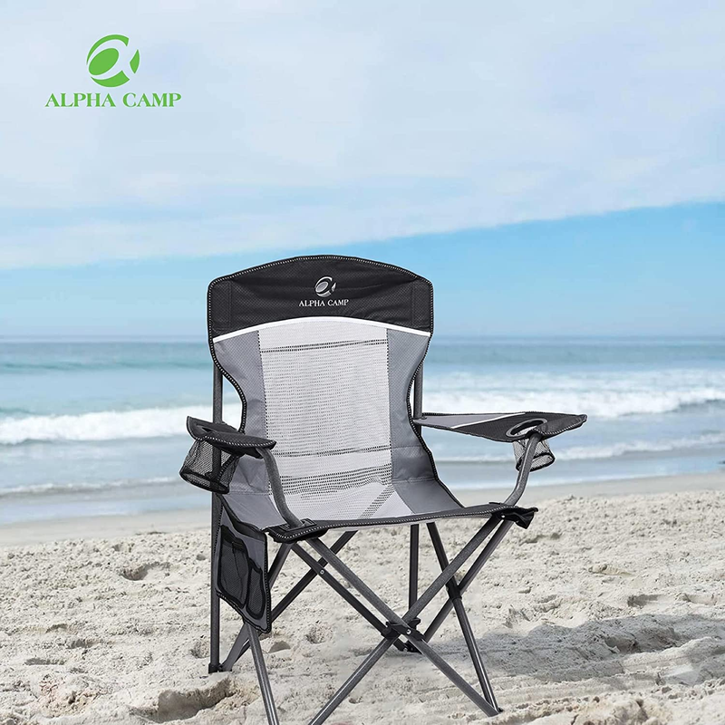 ALPHA CAMP Oversized Mesh Back Camping Folding Chair