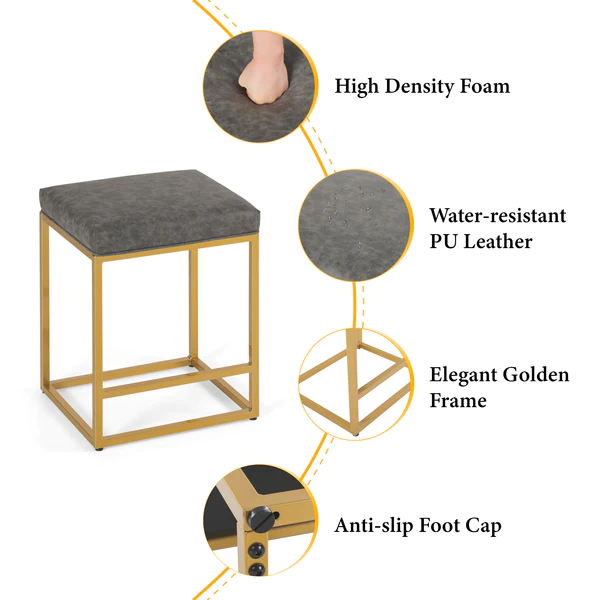 Alpha Camp 24" Square Modern PU Leather Bar Stools with Golden Frame
