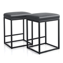Alpha Camp Square PU Leather Bar Stool with Sturdy Metal Frame, Set of 2