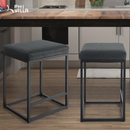 Alpha Camp Square PU Leather Bar Stool with Sturdy Metal Frame, Set of 2