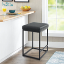 Alpha Camp Square PU Leather Bar Stool with Sturdy Metal Frame, Set of 2