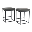Alpha Camp Square PU Leather Bar Stool with Sturdy Metal Frame, Set of 2