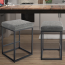 Alpha Camp Square PU Leather Bar Stool with Sturdy Metal Frame, Set of 2