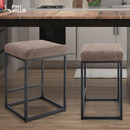 Alpha Camp Square PU Leather Bar Stool with Sturdy Metal Frame, Set of 2